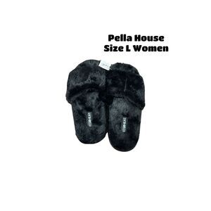 Degrees Slide Heat Cushion Women's Plush Slippers NEW Size L 9-10 Black